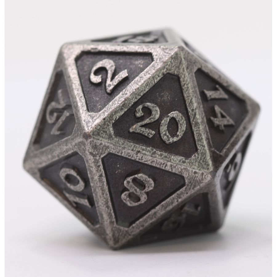 Dire D20 Mythica Dark Silver